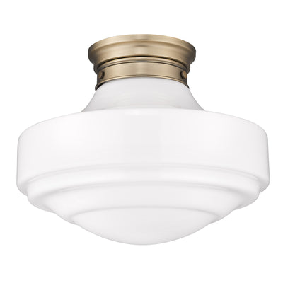 Golden Lighting Ingalls 1-light 16in Semi-Flush Mount in Modern Brass and Vintage Milk Glass - - Golden Lighting