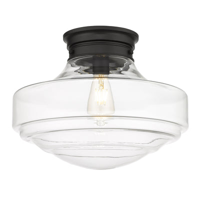 Golden Lighting Ingalls 1-light 16in Semi-Flush Mount in Matte Black and Clear Glass - - Golden Lighting