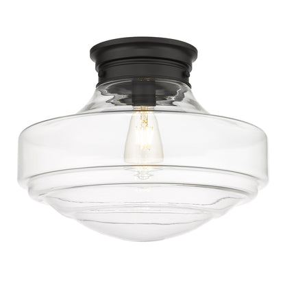 Golden Lighting Ingalls 1-light 16in Semi-Flush Mount in Matte Black and Clear Glass