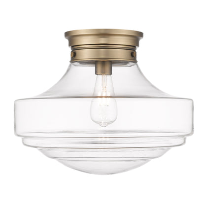 Ingalls Large Semi-Flush in Modern Brass and Clear Glass Shade - Default Title - Golden Lighting