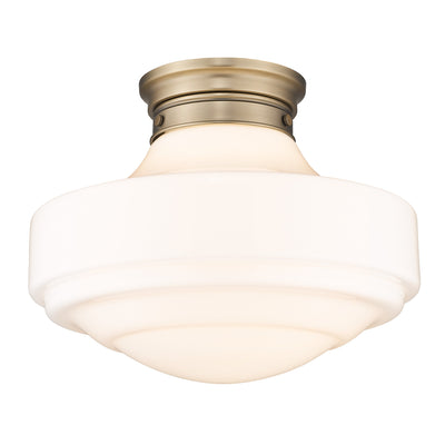 Golden Lighting Ingalls 1-light 16in Semi-Flush Mount in Modern Brass and Vintage Milk Glass - Default Title - Golden Lighting