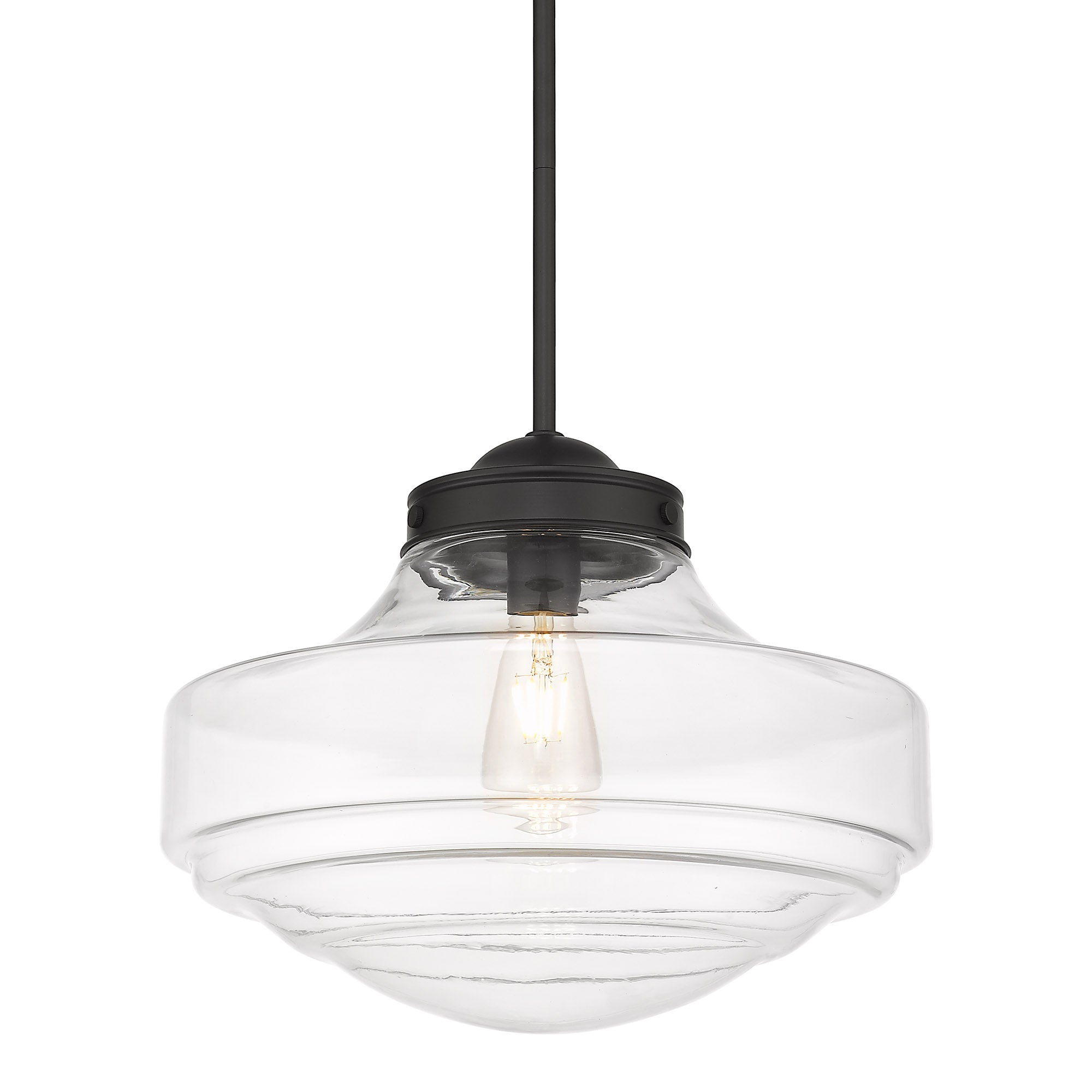 Golden Lighting Ingalls 1-light 16in Pendant in Matte Black and Clear Glass