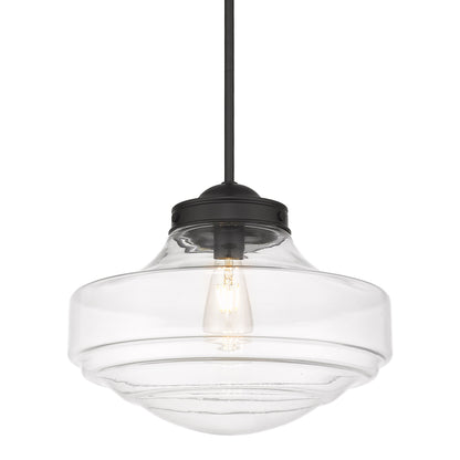 Ingalls Large Pendant in Matte Black with Clear Glass Shade - - Golden Lighting