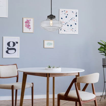 Golden Lighting Ingalls 1-light 16in Pendant in Matte Black and Clear Glass