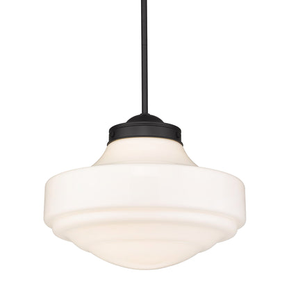 Ingalls Large Pendant in Matte Black with Vintage Milk Glass Shade - - Golden Lighting