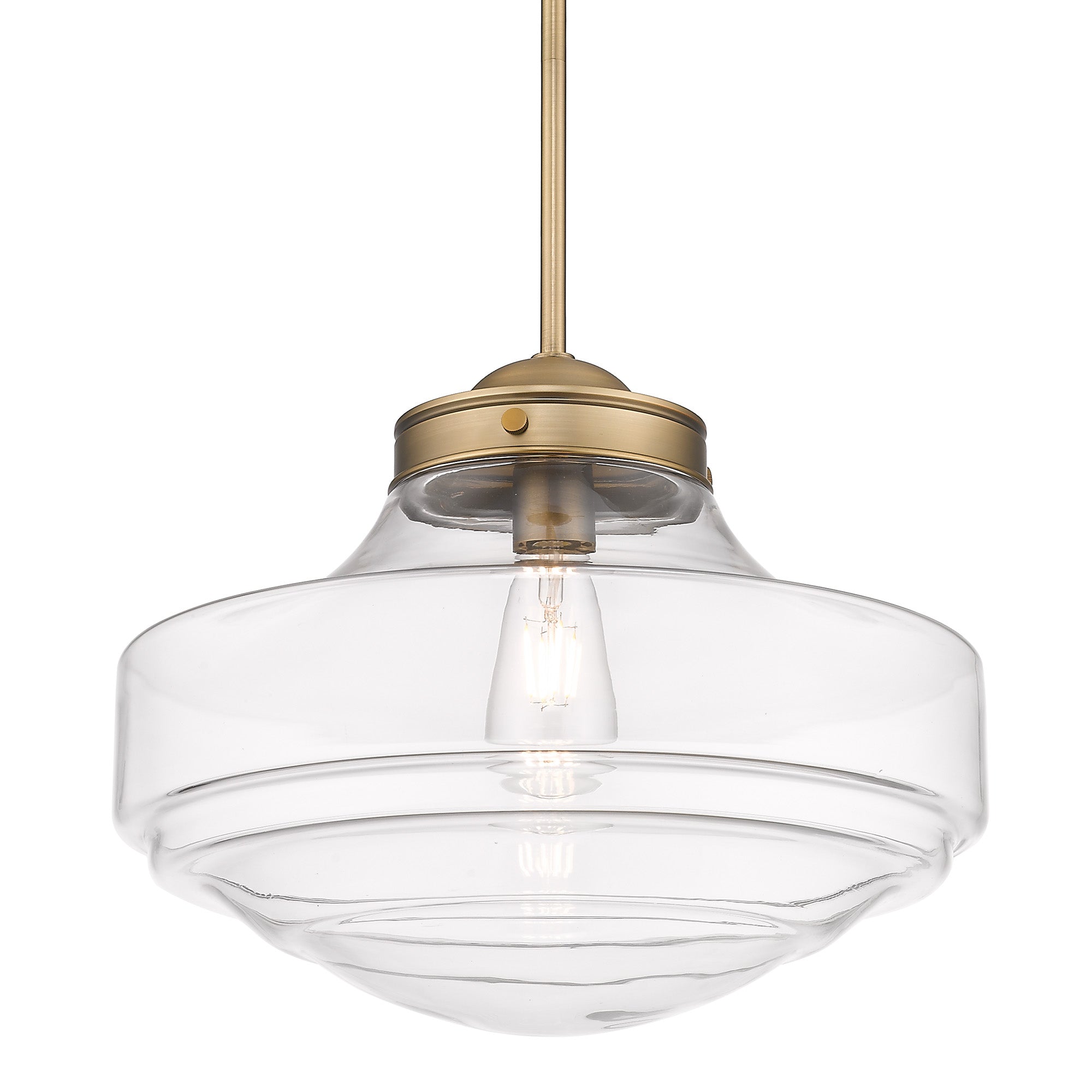 Ingalls Large Pendant in Modern Brass and Clear Glass Shade - - Golden Lighting