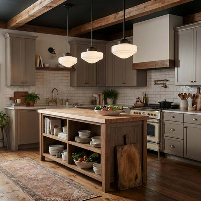 Golden Lighting Ingalls 1-light 12in Pendant in Matte Black and Vintage Milk Glass - - Golden Lighting