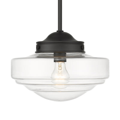 Golden Lighting Ingalls 1-light 12in Pendant in Matte Black and Clear Glass - - Golden Lighting