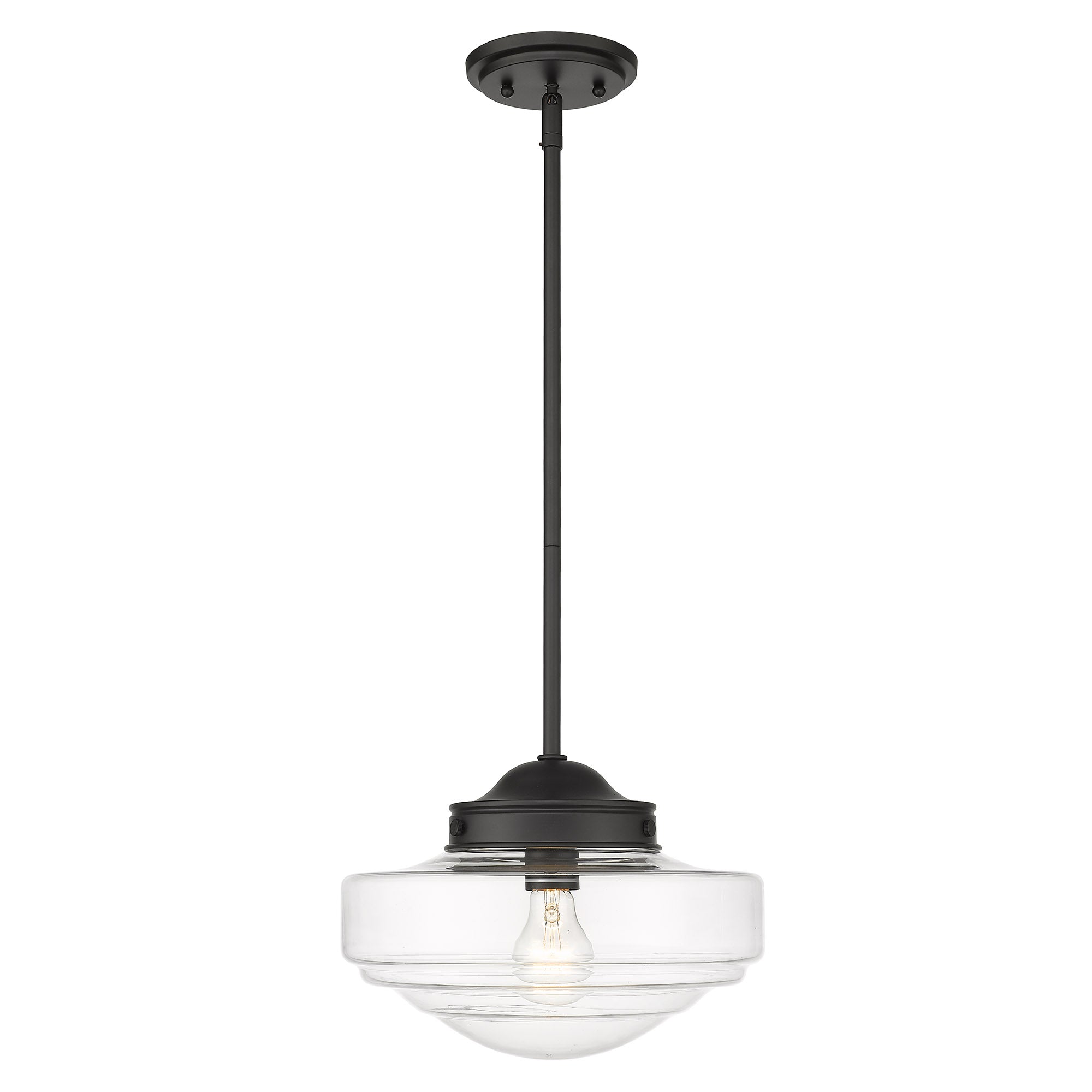 Ingalls Medium Pendant in Matte Black with Clear Glass Shade - Matte Black / Clear Glass / Clear - Golden Lighting