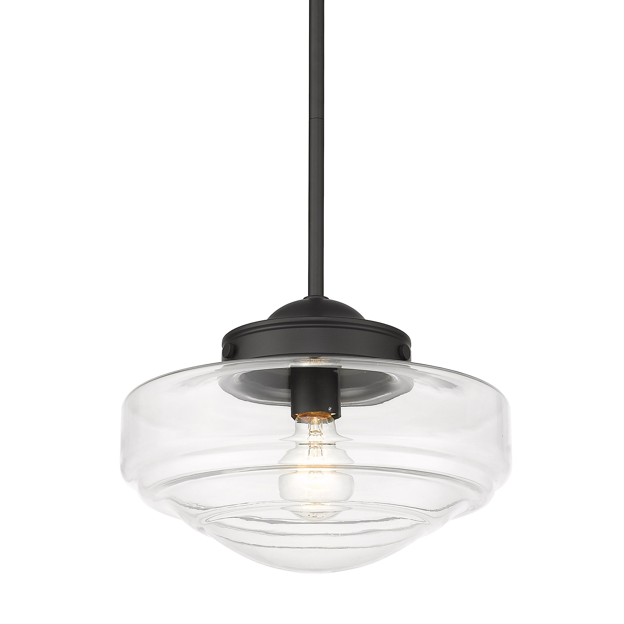 Ingalls Medium Pendant in Matte Black with Clear Glass Shade - - Golden Lighting