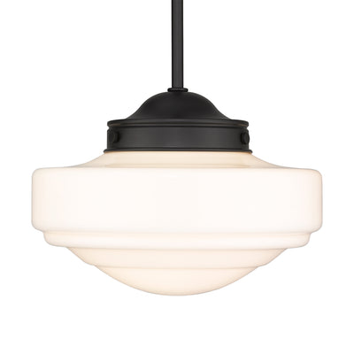 Golden Lighting Ingalls 1-light 12in Pendant in Matte Black and Vintage Milk Glass - Default Title - Golden Lighting