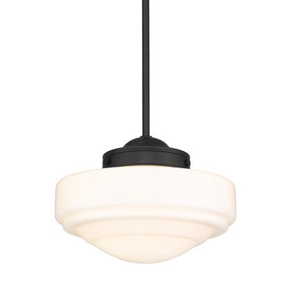 Golden Lighting Ingalls 1-light 12in Pendant in Matte Black and Vintage Milk Glass - - Golden Lighting