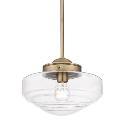 Golden Lighting Ingalls 1-light 12in Pendant in Modern Brass and Clear Glass - - Golden Lighting