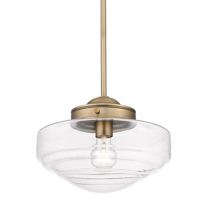 Golden Lighting Ingalls 1-light 12in Pendant in Modern Brass and Clear Glass - - Golden Lighting