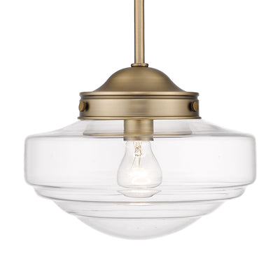 Golden Lighting Ingalls 1-light 12in Pendant in Modern Brass and Clear Glass - - Golden Lighting