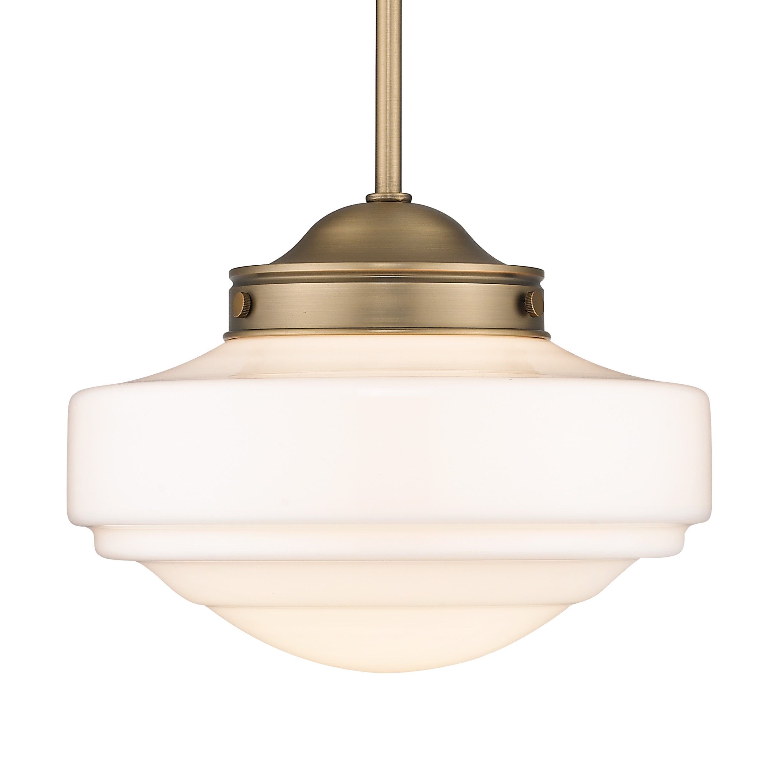 Golden Lighting Ingalls 1-light 12in Pendant in Modern Brass and Vintage Milk Glass
