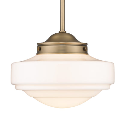 Golden Lighting Ingalls 1-light 12in Pendant in Modern Brass and Vintage Milk Glass