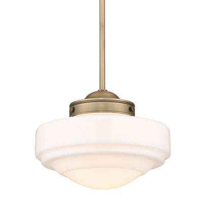 Golden Lighting Ingalls 1-light 12in Pendant in Modern Brass and Vintage Milk Glass - - Golden Lighting