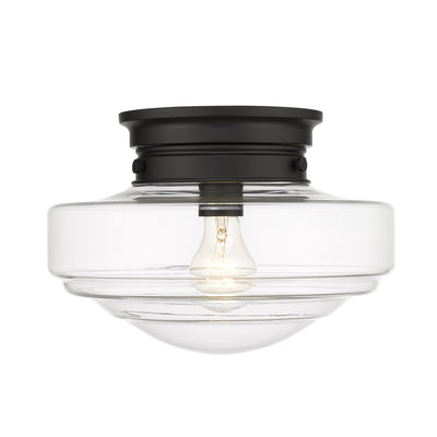 Golden Lighting Ingalls 1-light 12in Semi-Flush Mount in Matte Black and Clear Glass - - Golden Lighting