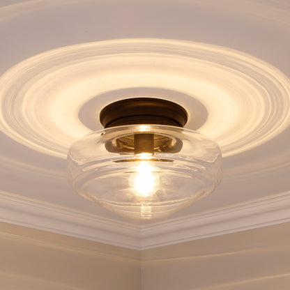 Golden Lighting Ingalls 1-light 12in Semi-Flush Mount in Matte Black and Clear Glass - - Golden Lighting