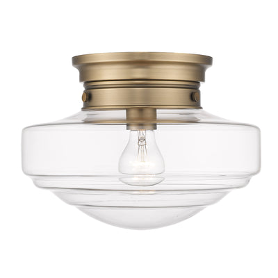 Golden Lighting Ingalls 1-light 12in Semi-Flush Mount in Modern Brass and Clear Glass - - Golden Lighting