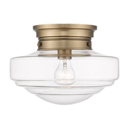 Golden Lighting Ingalls 1-light 12in Semi-Flush Mount in Modern Brass and Clear Glass - - Golden Lighting