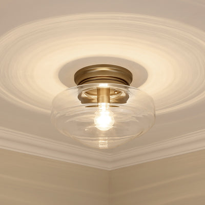 Golden Lighting Ingalls 1-light 12in Semi-Flush Mount in Modern Brass and Clear Glass - - Golden Lighting