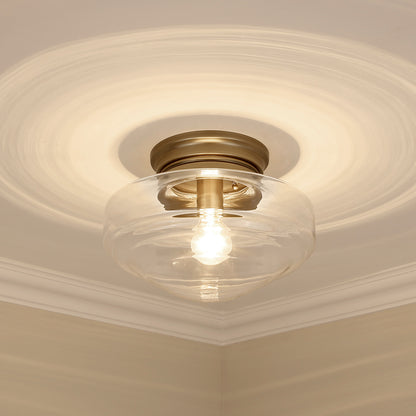 Golden Lighting Ingalls 1-light 12in Semi-Flush Mount in Modern Brass and Clear Glass - - Golden Lighting