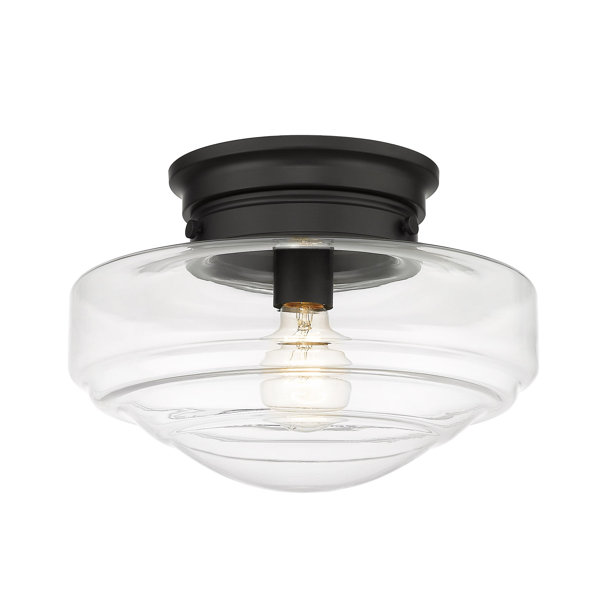 Ingalls Semi-Flush in Matte Black with Clear Glass Shade - - Golden Lighting