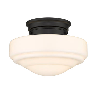 Golden Lighting Ingalls 1-light 12in Semi-Flush Mount in Matte Black and Vintage Milk Glass - Default Title - Golden Lighting