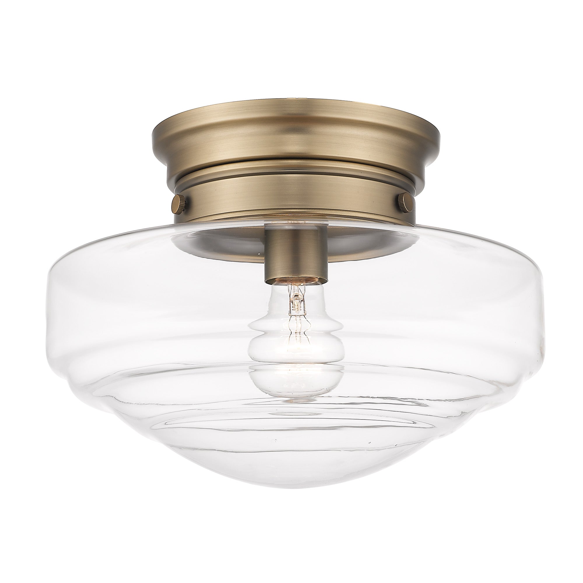 Ingalls Semi-Flush in Modern Brass and Clear Glass Shade - - Golden Lighting