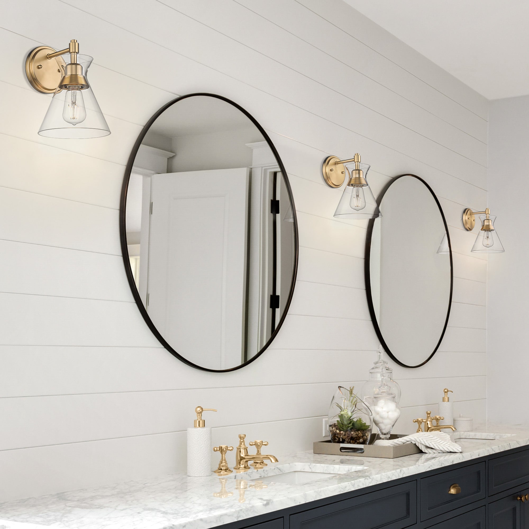 Golden Lighting Malta 1-light Wall Sconce in Brushed Champagne Brass - - Golden Lighting