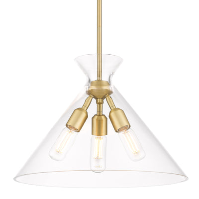 Golden Lighting Malta 3-light Pendant in Brushed Champagne Brass - - Golden Lighting