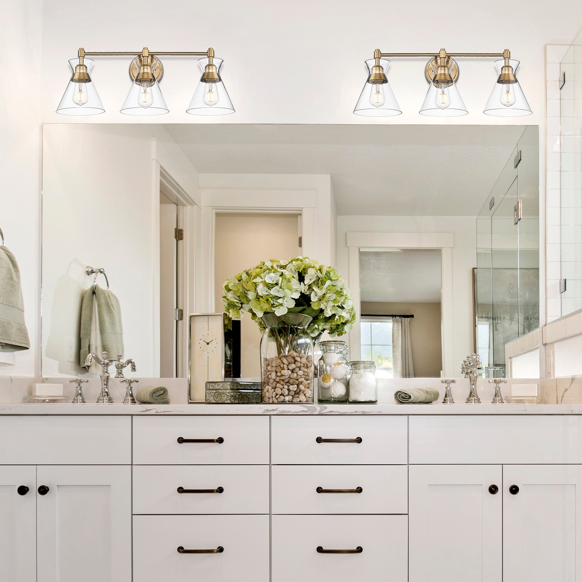 Malta BCB 3 Light Bath Vanity in Brushed Champagne Bronze with Clear Glass Shade - Default Title - Golden Lighting
