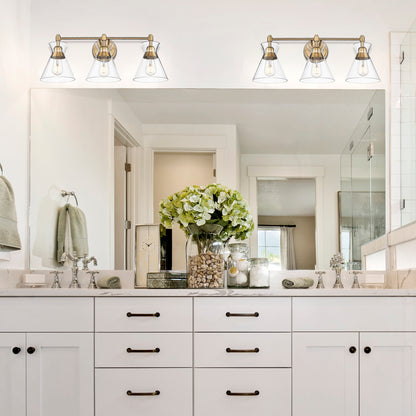 Malta BCB 3 Light Bath Vanity in Brushed Champagne Bronze with Clear Glass Shade - Default Title - Golden Lighting