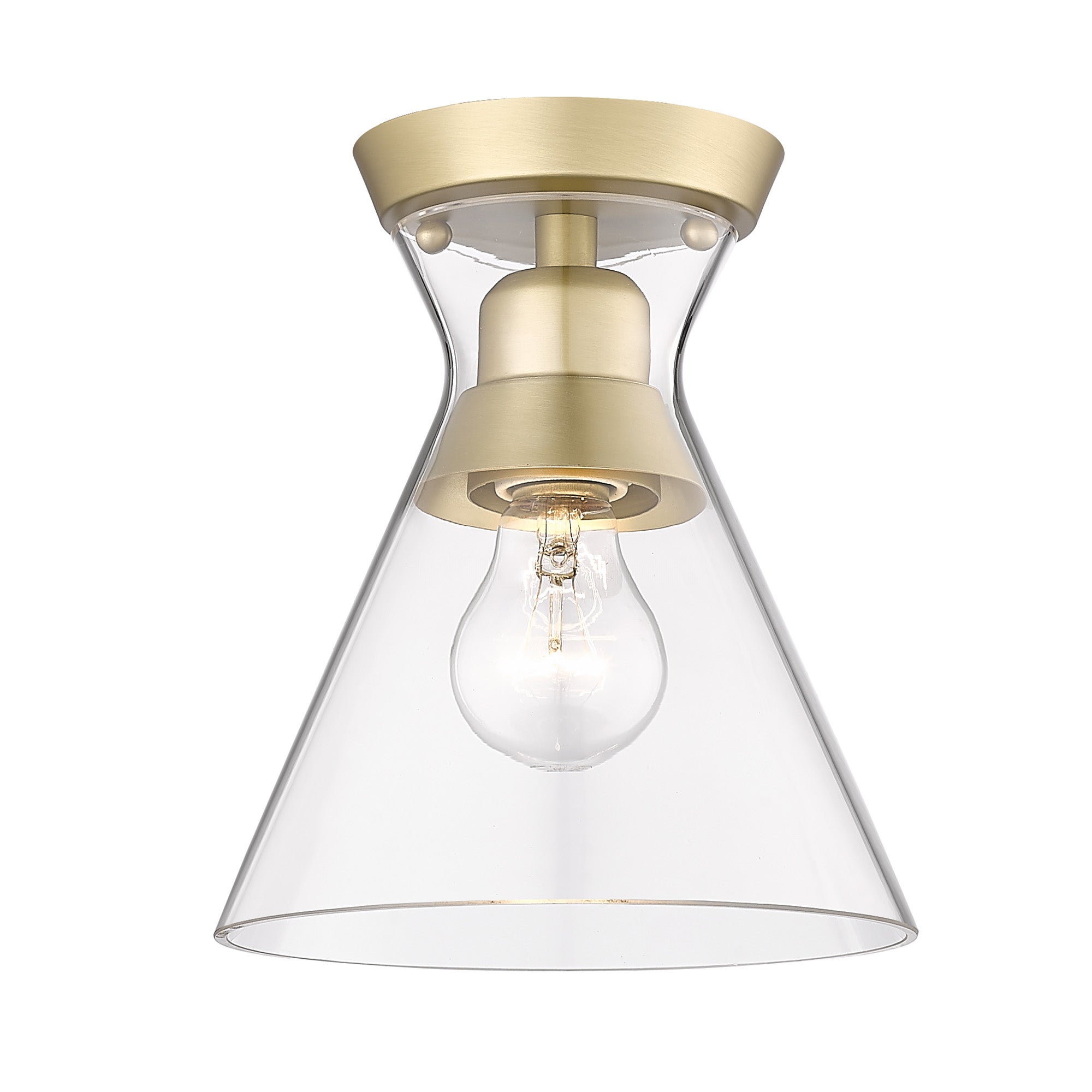 Malta BCB Flush Mount in Brushed Champagne Bronze with Clear Glass Shade - - Golden Lighting