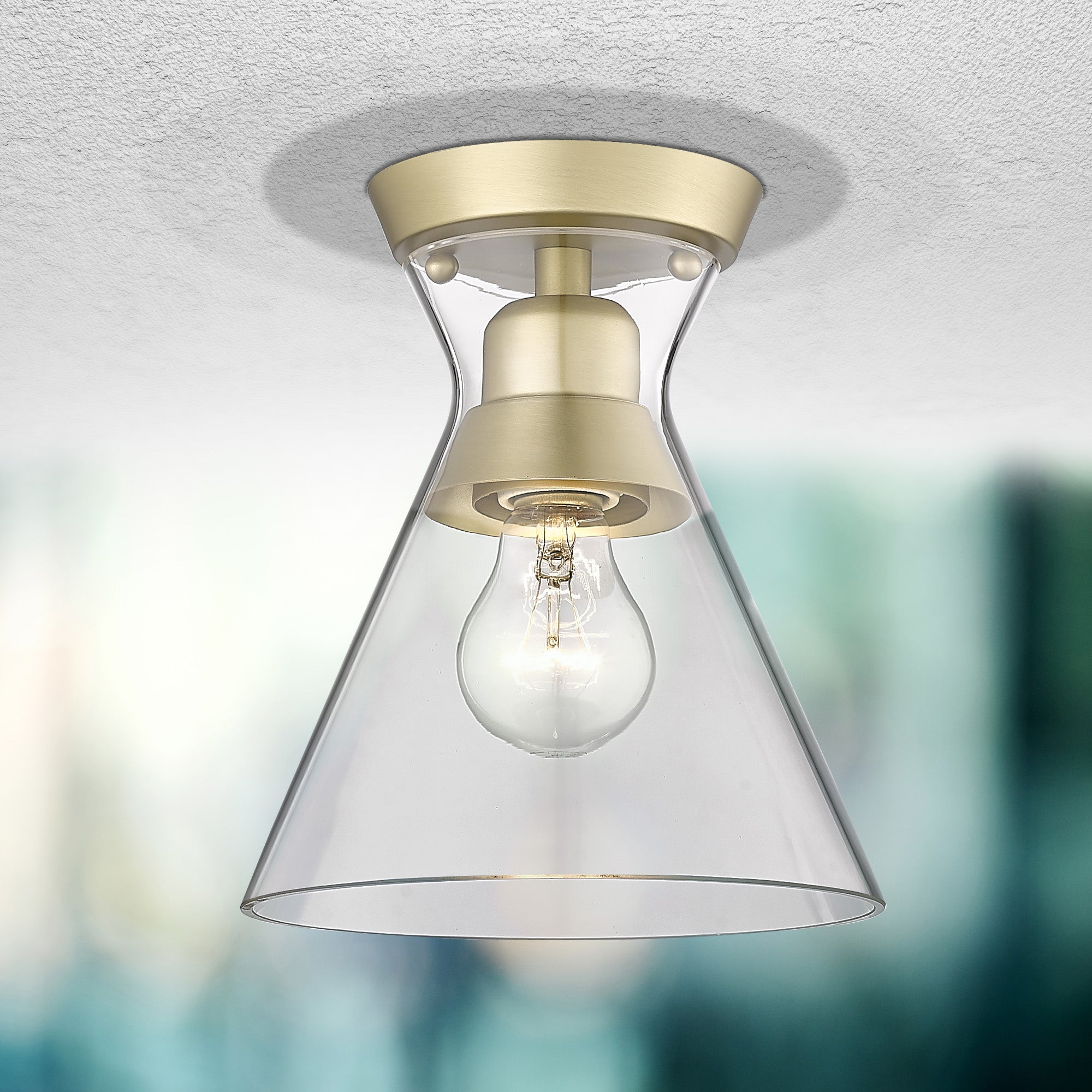 Malta BCB Flush Mount in Brushed Champagne Bronze with Clear Glass Shade - Default Title - Golden Lighting