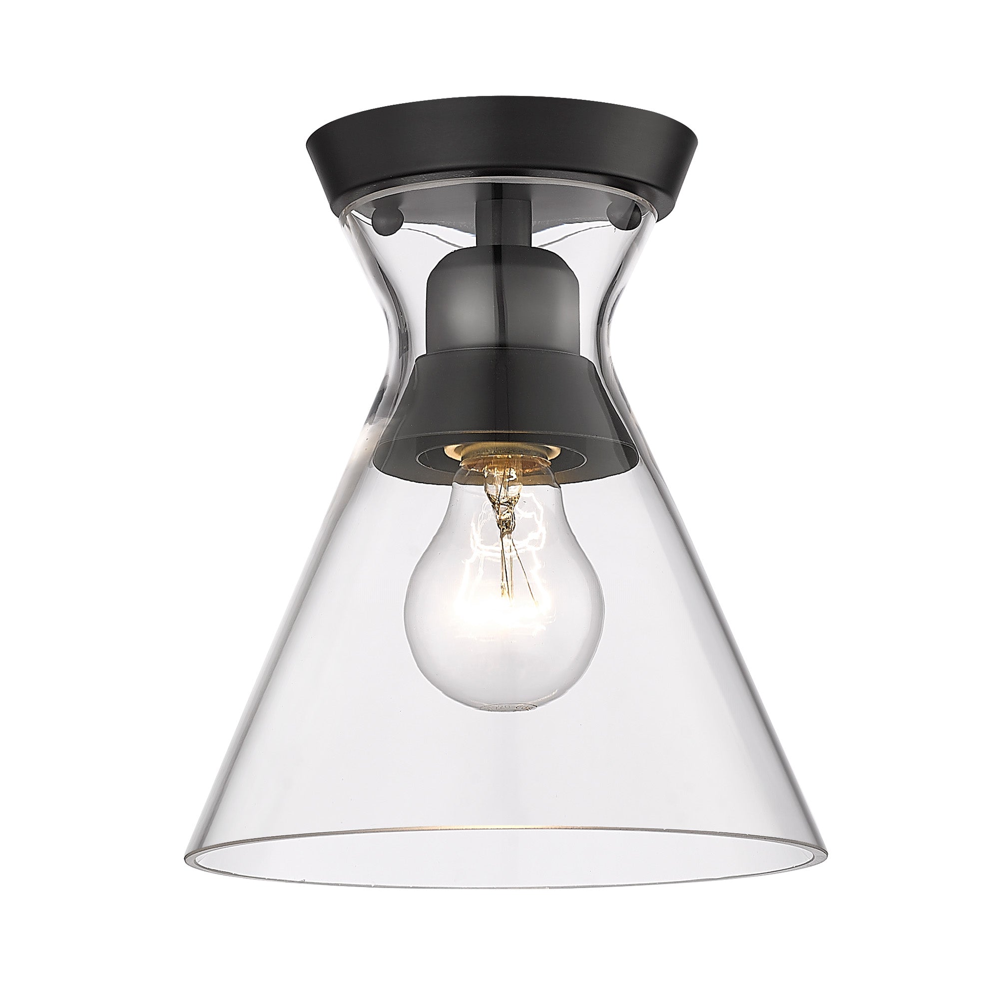 Malta Flush Mount in Matte Black with Clear Glass Shade - - Golden Lighting