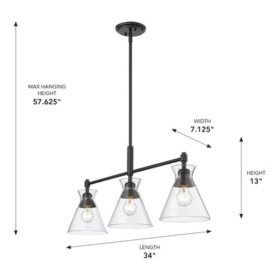 Golden Lighting Malta 3-light Island Light in Matte Black - - Golden Lighting