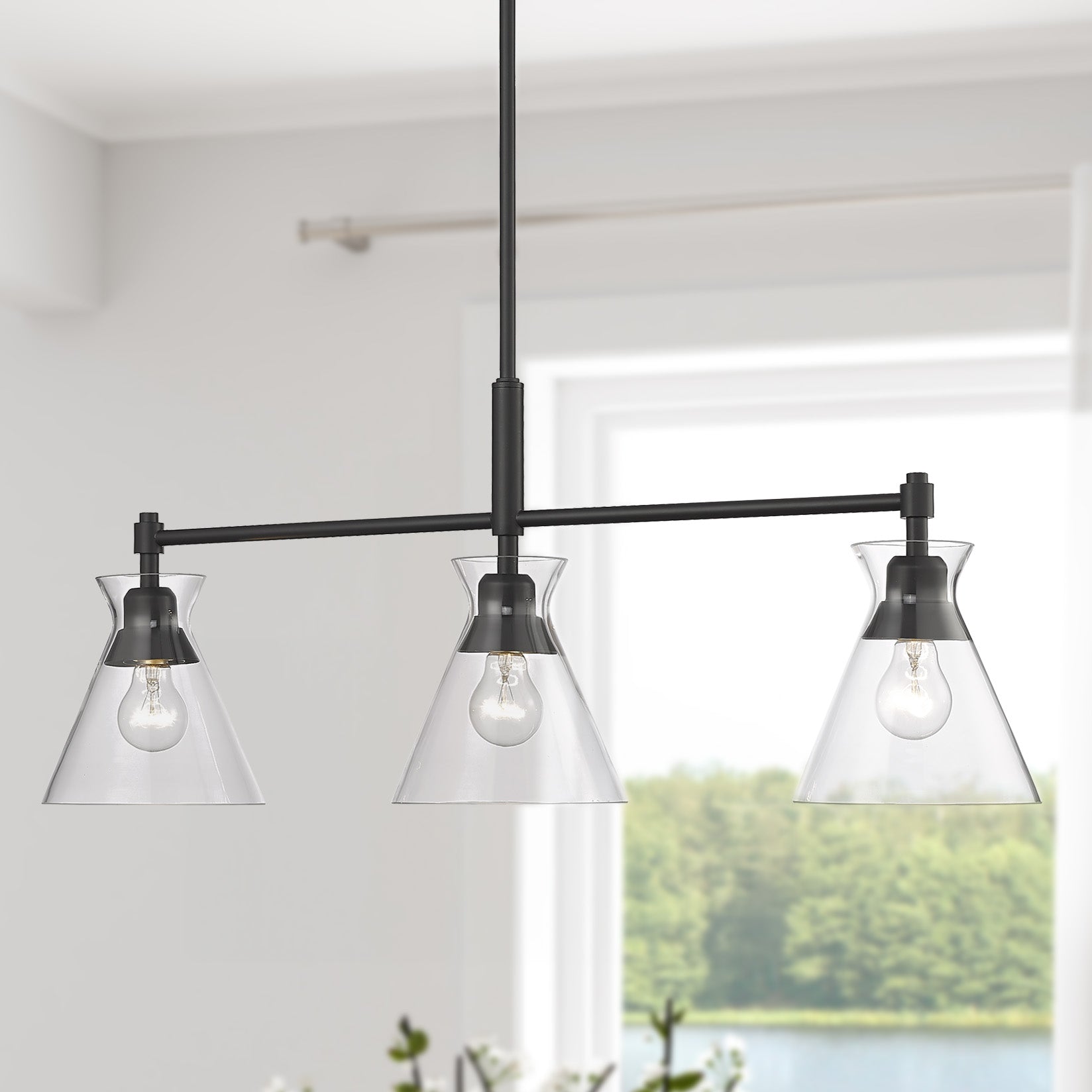 Golden Lighting Malta 3-light Island Light in Matte Black - - Golden Lighting