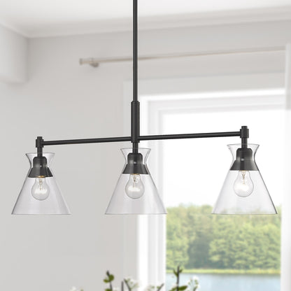 Golden Lighting Malta 3-light Island Light in Matte Black - - Golden Lighting