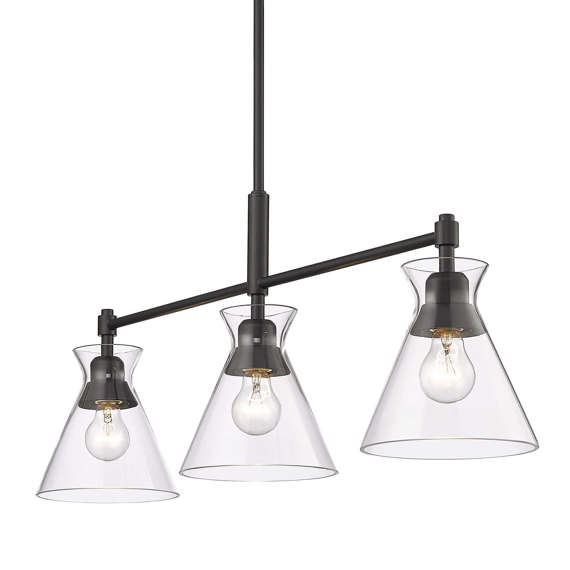 Malta Linear Pendant in Matte Black with Clear Glass Shade - - Golden Lighting