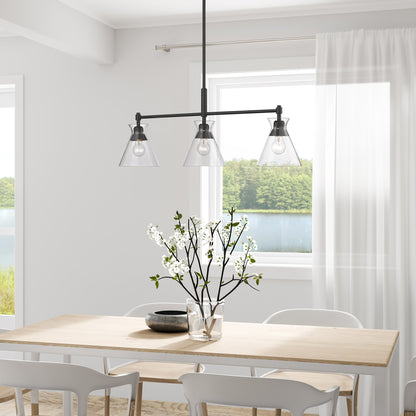 Malta Linear Pendant in Matte Black with Clear Glass Shade - Default Title - Golden Lighting