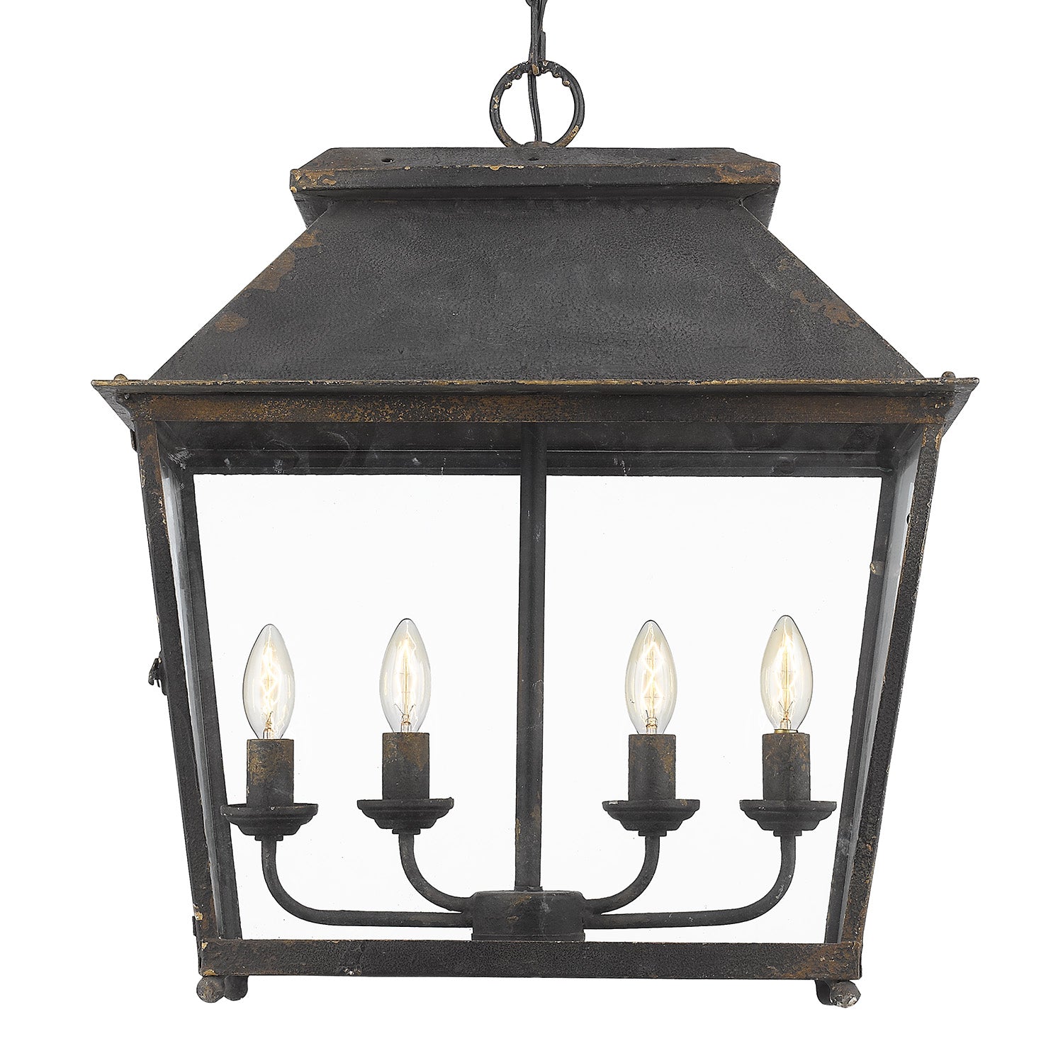 Abingdon 4-Light Pendant in Antique Black Iron - - Golden Lighting