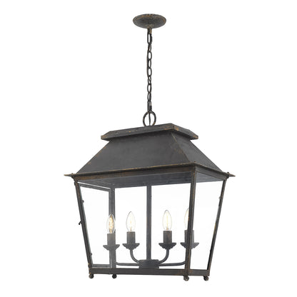 Abingdon 4-Light Pendant in Antique Black Iron - Antique Black Iron / Clear Glass / Clear - Golden Lighting