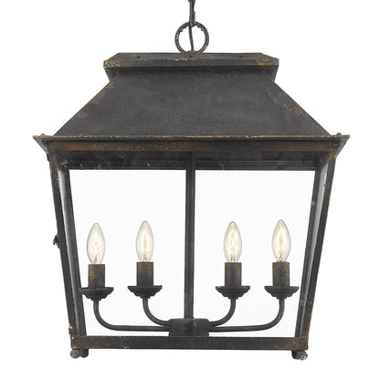 Abingdon 4-Light Pendant in Antique Black Iron - - Golden Lighting