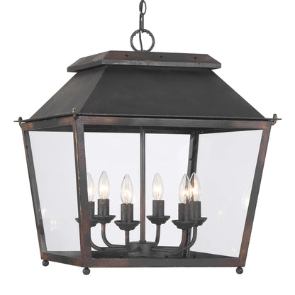 Golden Lighting Abingdon 6-light Pendant in Antique Black Iron - Default Title - Golden Lighting