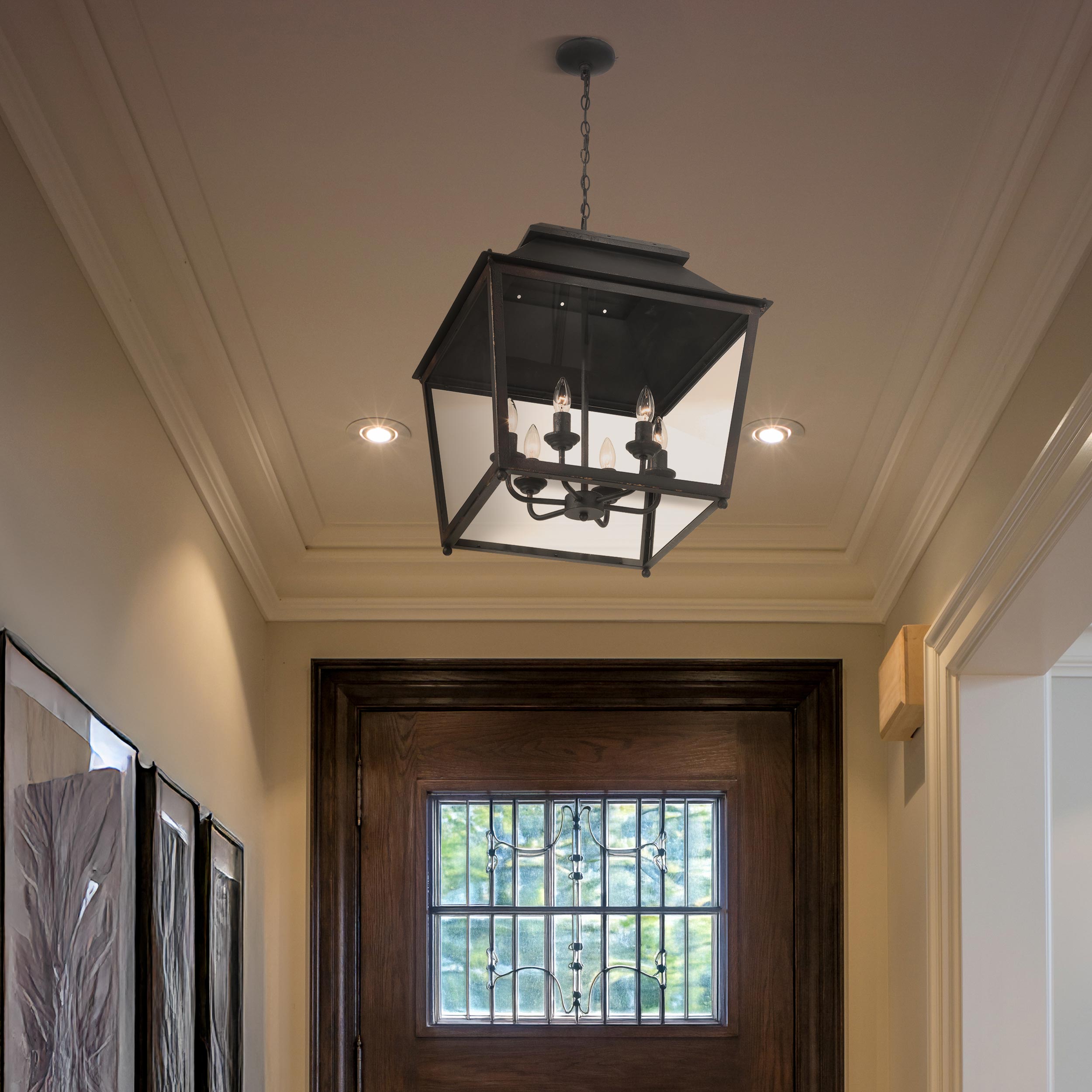 Golden Lighting Abingdon 6-light Pendant in Antique Black Iron