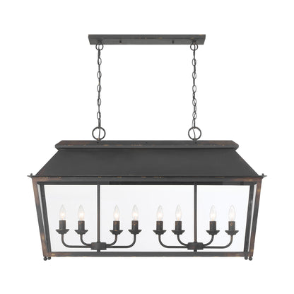 Golden Lighting Abingdon 8-light Island Light in Antique Black Iron