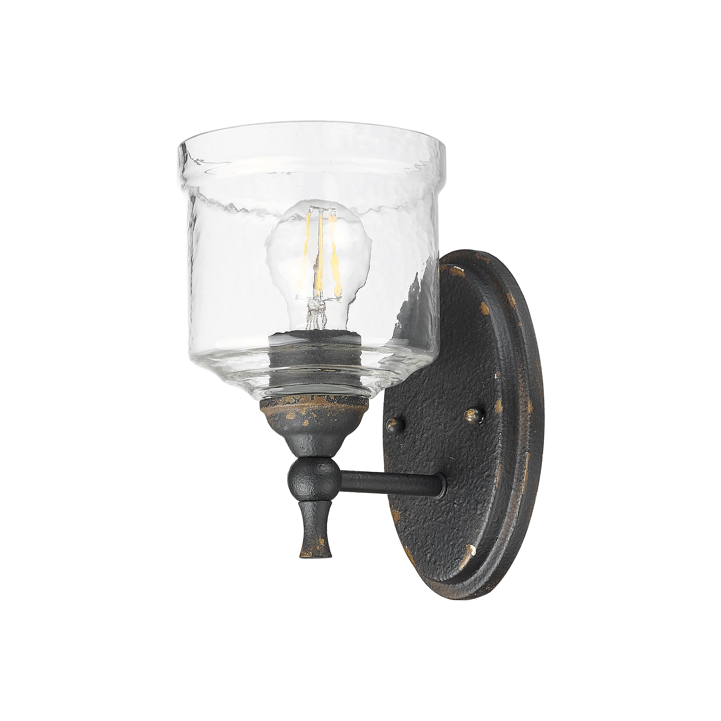 Golden Lighting Keating 1-light Wall Sconce in Antique Black Iron - - Golden Lighting
